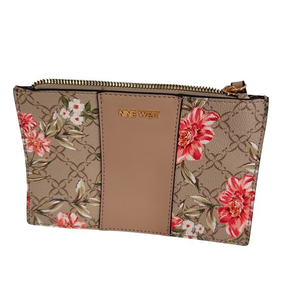Nine West Begonia Floral Logo Wristlet - Picture 1 of 7